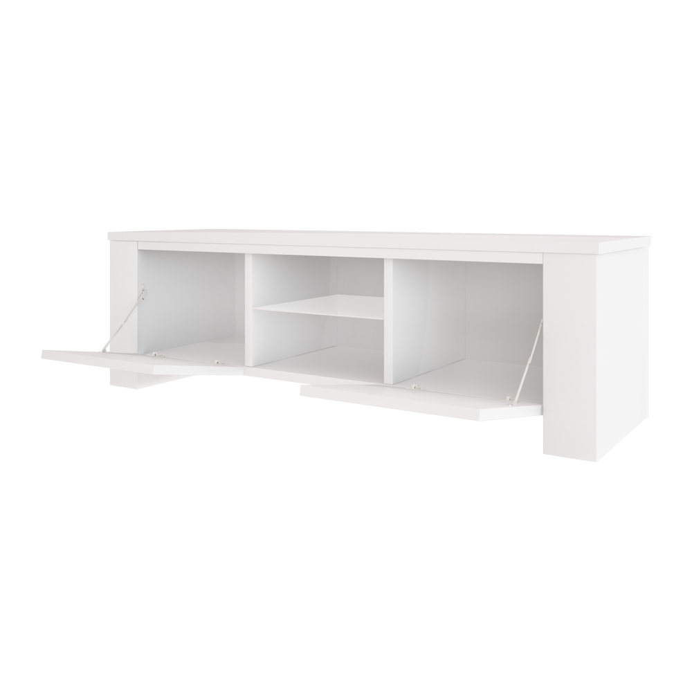 TV-Lowboard JACKSON Weiß Schwarz mit Hochglanzfronten und LED